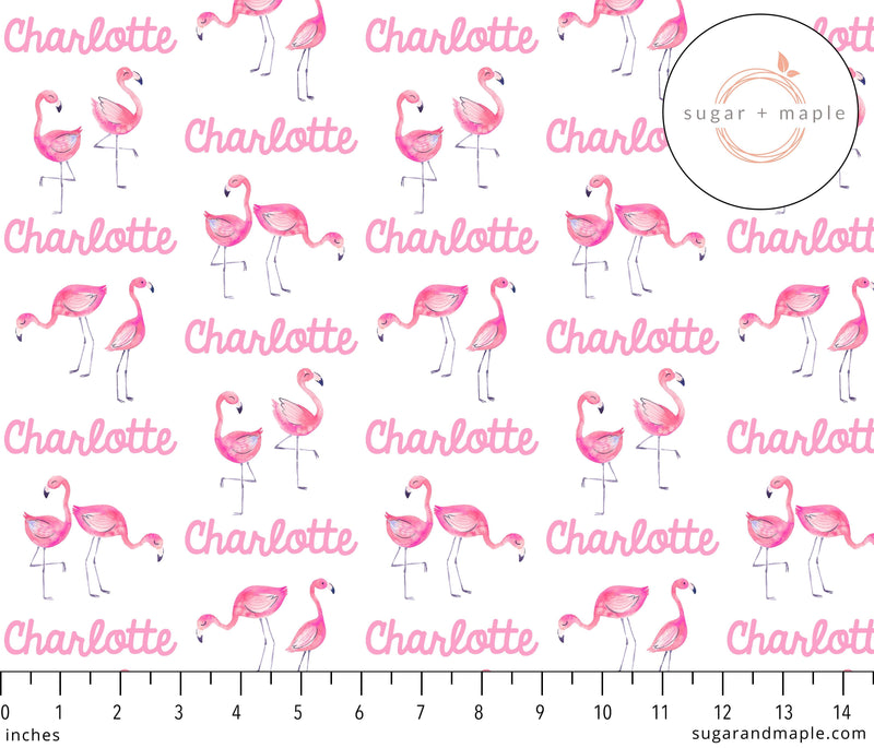 Sugar + Maple Personalized Plush Minky Fleece Personalized Blanket | Flamingo - MacroBaby