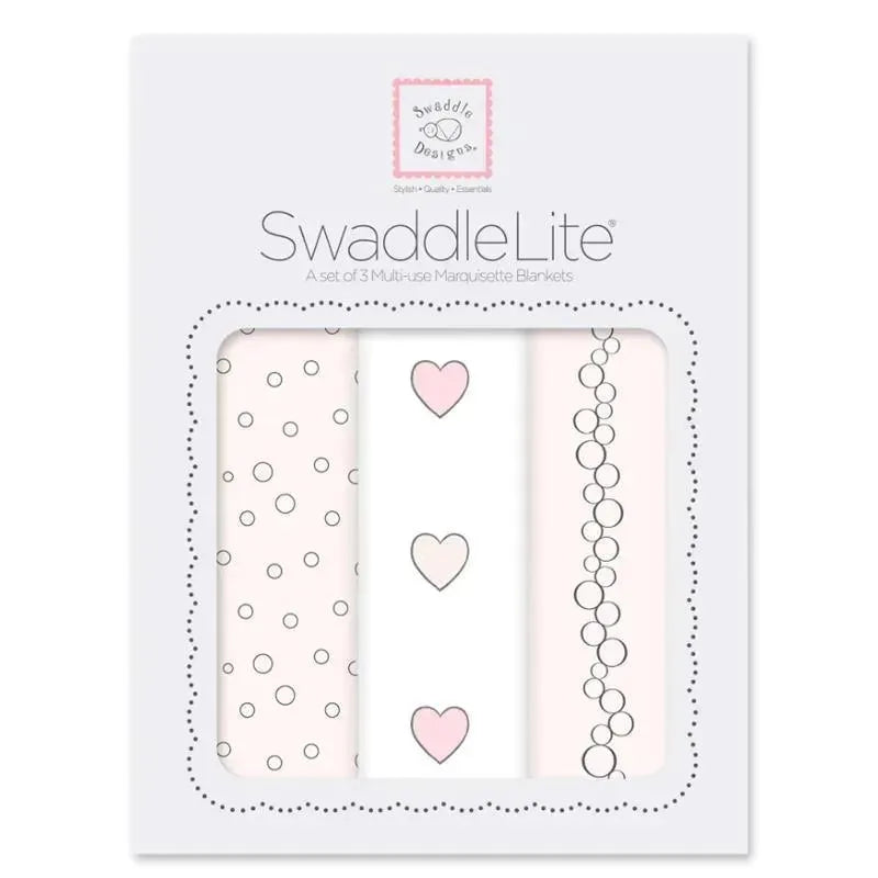 Swaddle Designs - 3Pk Bubble Dots, Hearts, Champagne Marquisette Swaddles Image 1