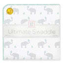 Swaddle Designs - Ultimate Swaddle Blanket, Elephant & Chickies, Seacrystal Image 1