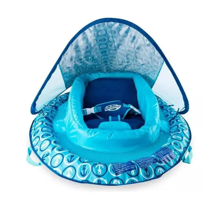 Swimways - Infant Baby Spring Float, Blue | Baby Pool Float with Canopy Image 2
