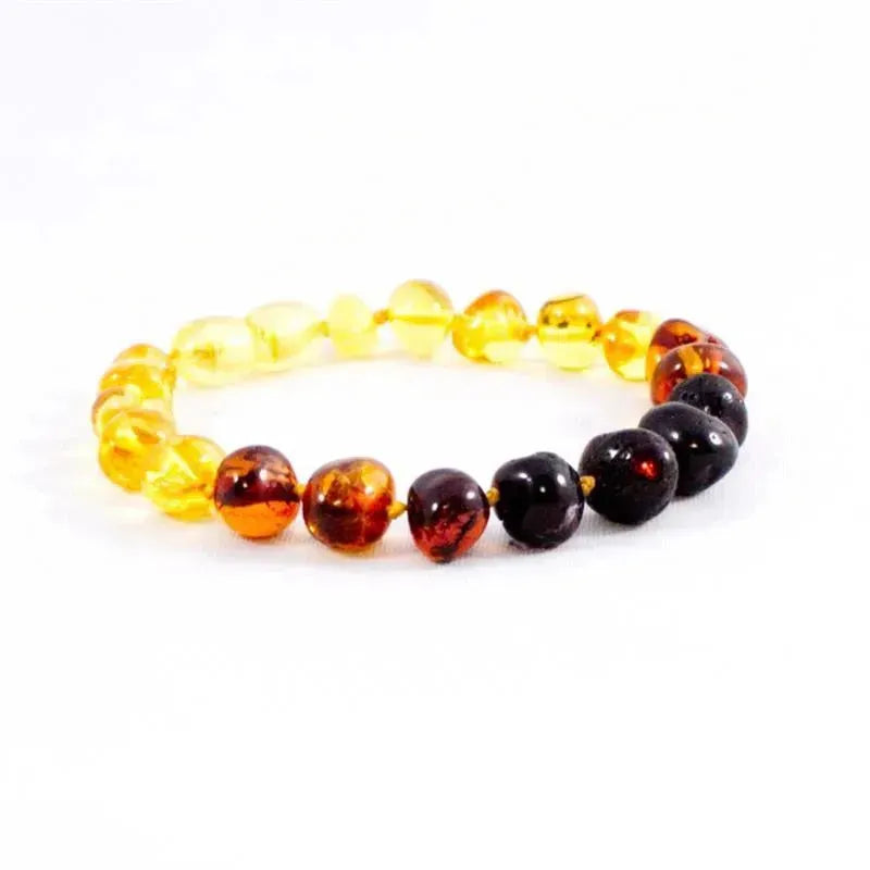 The Amber Monkey - Polished Baltic Amber Rainbow Baroque Bracelet 7-8 inch Screw Clasp Image 1