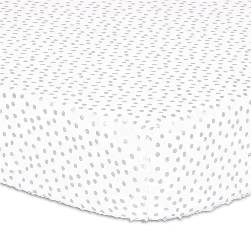 The Peanut Shell Fitted Crib Sheet, Metallic Silver Dot  Image 1