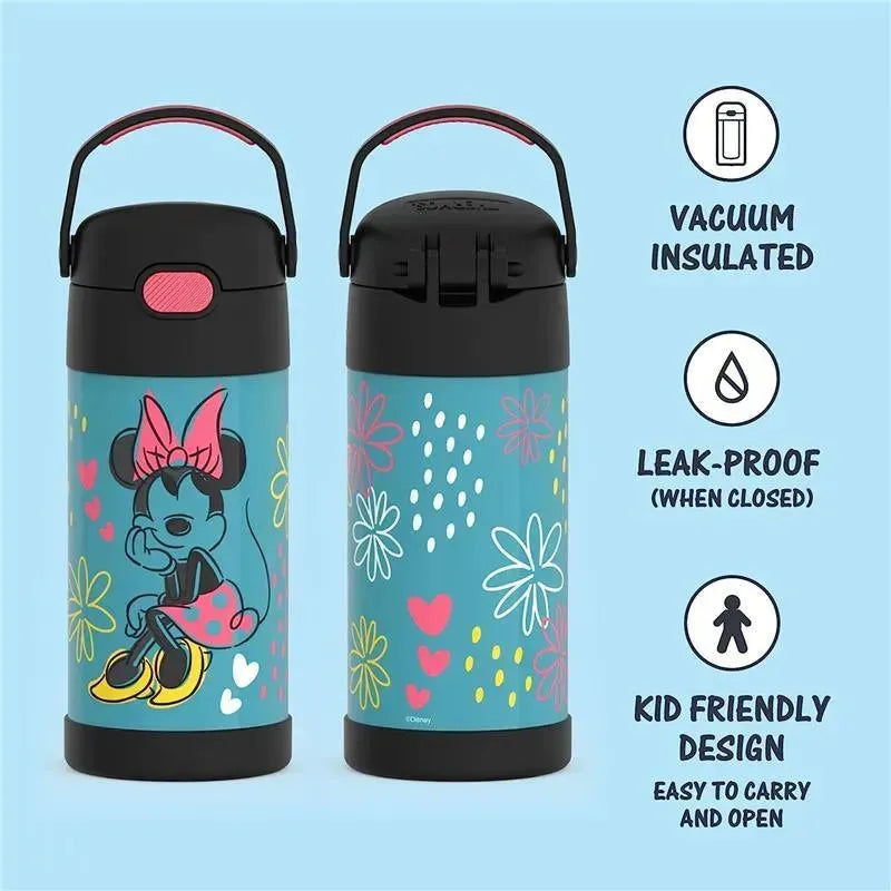 THERMOS - 12Oz Stainless Steel Insulated Straw Bottle, Minnie Mouse Image 2