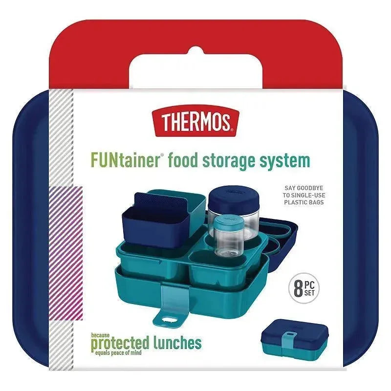 Thermos Food Storage System, Lunch Box, Kids Bento Box, 8pc Navy Image 7
