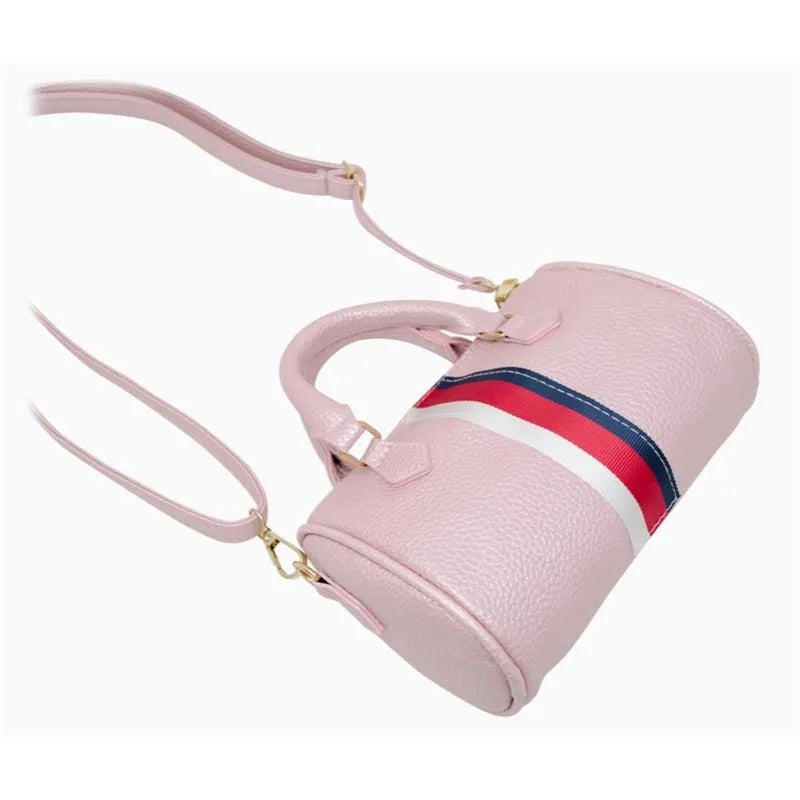 Tiny Treats - Leather Striped Duffle Handbag | White Image 4