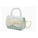 Tiny Treats - Tweed Pearl Handle Bow Purse, Blue Image 3