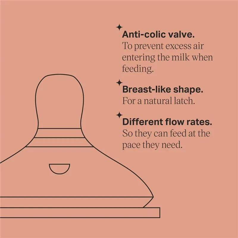 Tommee Tippee - 2Pk Closer to Nature Baby Bottle Nipples Medium Flow, 3M+ Image 3