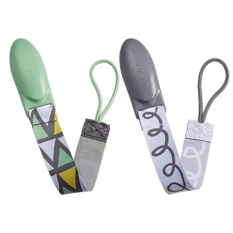 Tomy JJ Cole 2 pk Pacifier Clips, Green/Gray Image 2