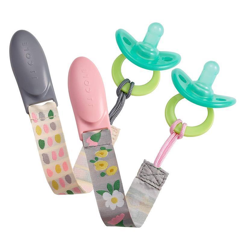 Tomy JJ Cole 2 pk Pacifier Clips, Pink/Grey Image 3