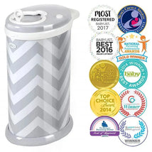 Ubbi - Steel Odor Locking Diaper Pail, Gray Chevron Image 2