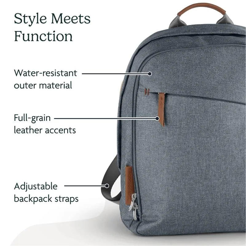 Uppababy - Changing Backpack, Gregory (Blue Mélange/Saddle Leather) Image 3