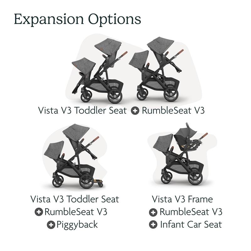 Uppababy - Rumbleseat V3 Second Lower Seat, Greyson (Charcoal Mélange/Carbon Frame/Saddle Leather) Image 2