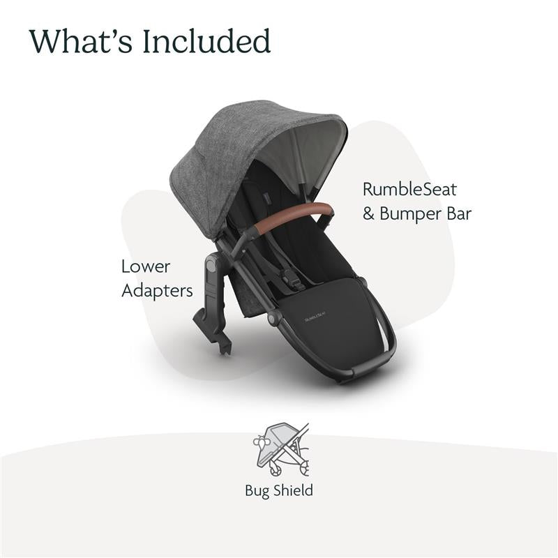 Uppababy - Rumbleseat V3 Second Lower Seat, Greyson (Charcoal Mélange/Carbon Frame/Saddle Leather) Image 6