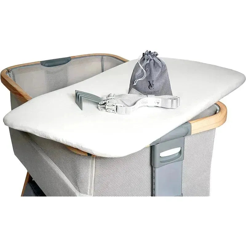 Venice Child - California Dreaming Bedside Crib Bassinet With Travel Case, Gray Wood Image 4
