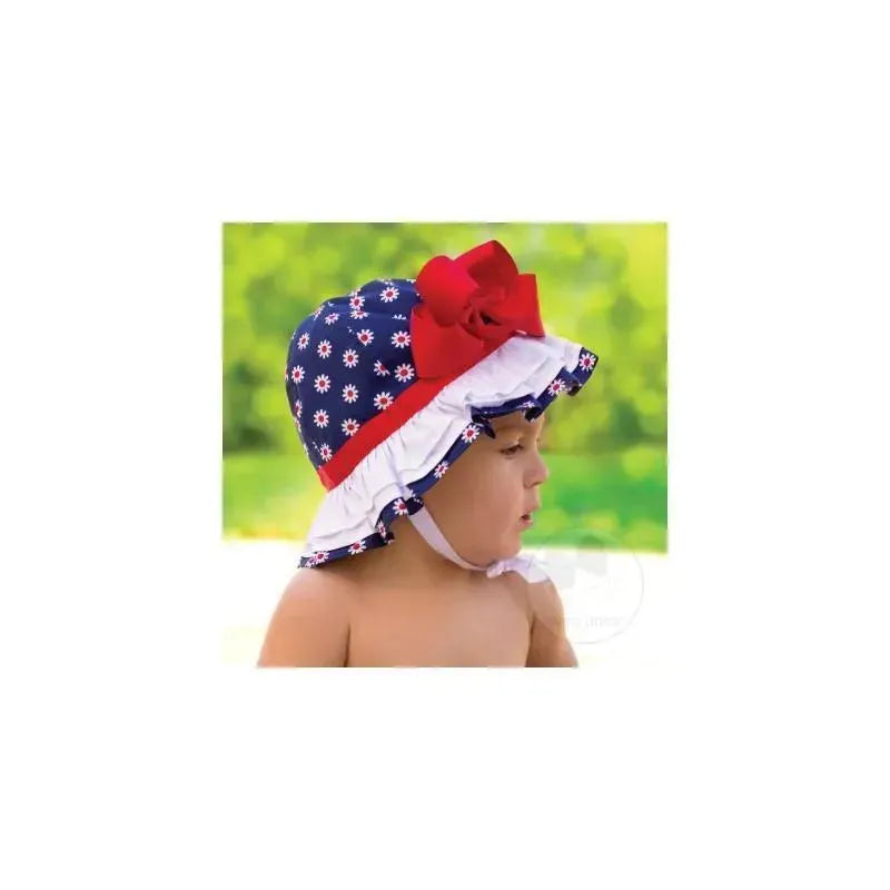 Wee Ones Girls Daisy Print Ruffle Sun Hat Image 2