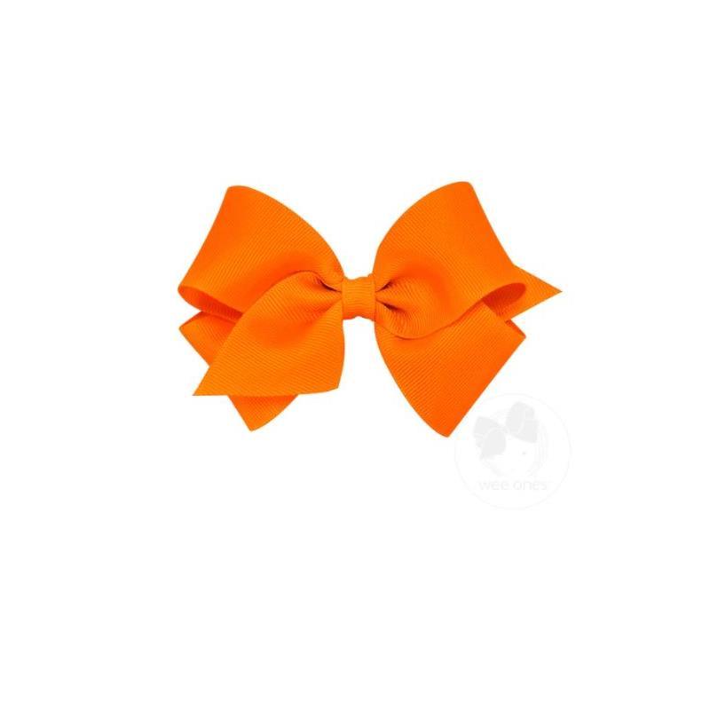 Wee Ones - Small Classic Grosgrain Hair Bow (Plain Wrap), Orange Image 1