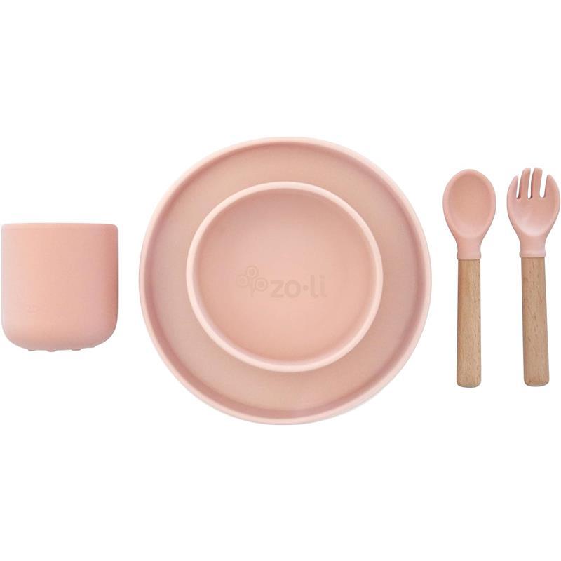 Zoli - 5Pk Silicone Kids Dishware Set, Rose Pink Image 1
