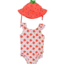 Zoocchini - 2Pk Baby Ruffled Swimsuit & Sun Hat Set, Strawberry Image 1