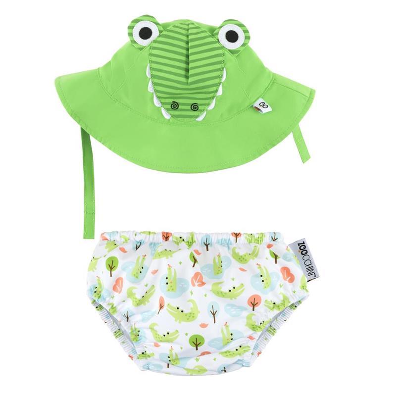 Zoocchini - Baby Swim Diaper & Sun Hat Set, Aidan The Alligator Image 1