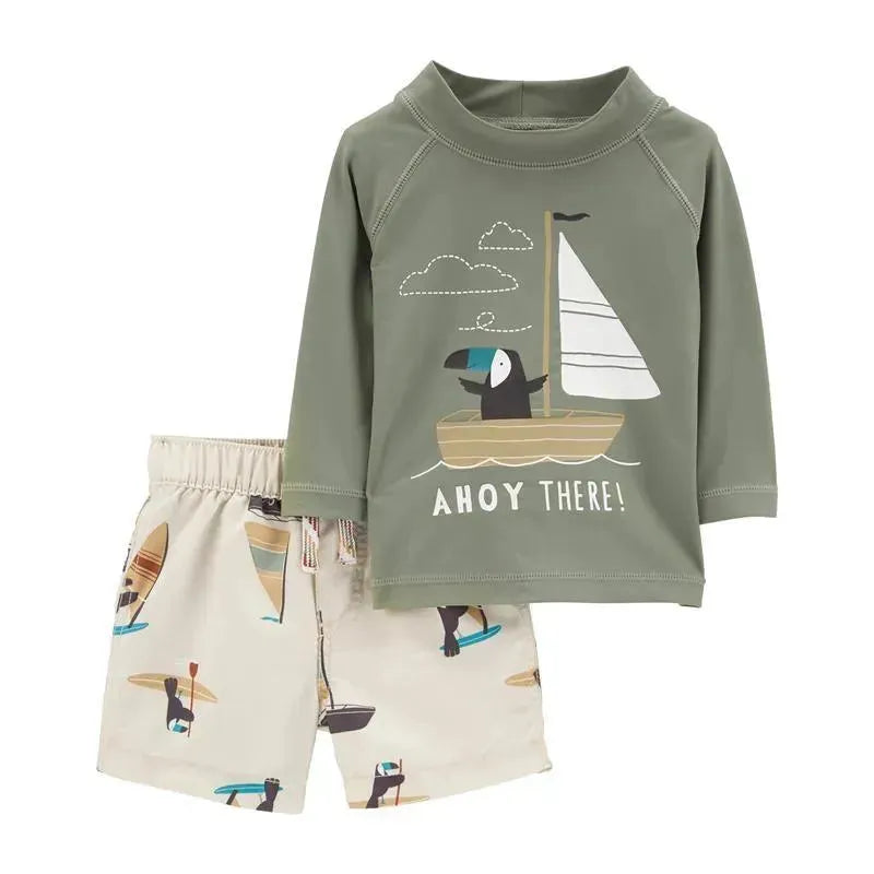 Carters - Baby Boy 2Pk Sailboat Puffin Rashguard Set Image 1