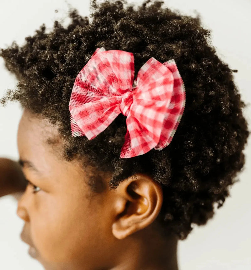 2PK TULLE BABY FAB CLIPS: blush gingham